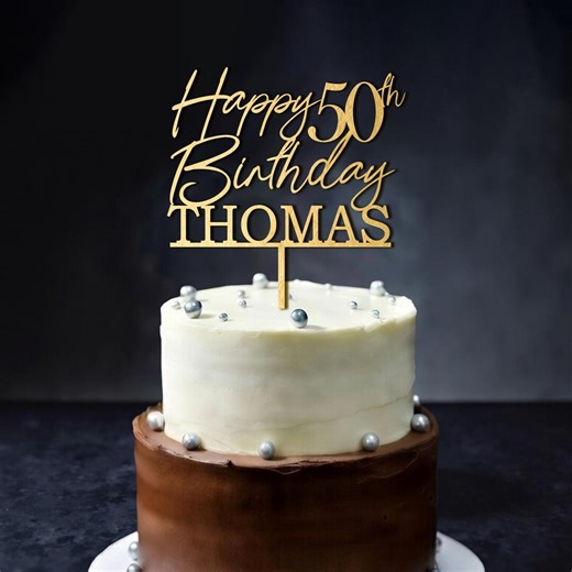 50th Birthday Cake Topper, Personalized Birthday Cake Topper, Happy 40th Cake Topper Custom Text, Wood Cake Topper, Gold Cake Topper - Etsy Australia