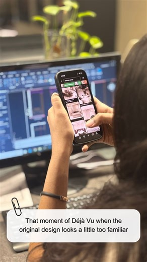 The DesignBOX on Instagram: "We’ve all have been there. When a design lands on your desk and your brain says, “I’ve seen this before,” but you have absolutely no way of backing that up. You just know. #StudioLife #designproces #designhumor #thedesignbox [interior design studio, design process, studio work, creative instincts, design review, intern life, architecture studio, creative workflow]"