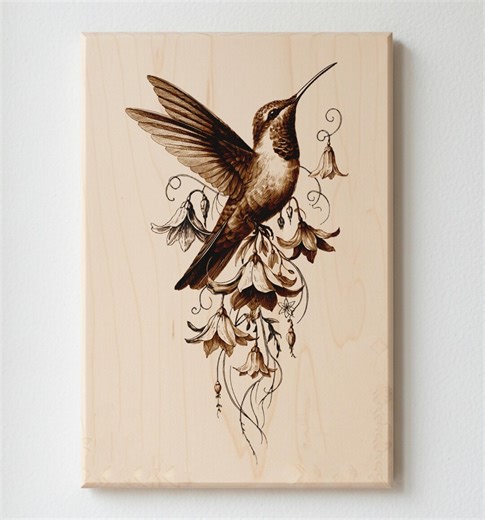 Hummingbird Engraving Design PNG Vintage Floral Bird Illustration | Laser Engraving File | Pyrography Art | Nature Laser Design - Etsy