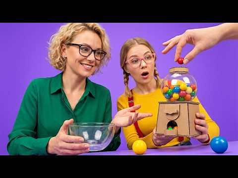 MUST-SEE CARDBOARD PARENTING HACKS || DIY Candy Dispenser! Smart Parenting Tricks by 123 GO!
