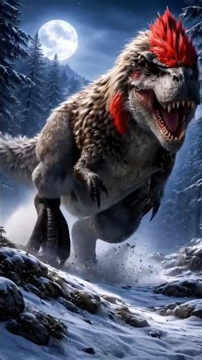 🦖 Arctic Predator: Feathered T-Rex Dominates winter Snow at night❄️⚡