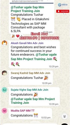 SAP MM Placement Success 🎉 | 6.5 LPA Package | SAP S/4HANA MM #shorts