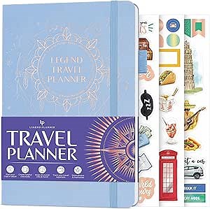 Legend Travel Planner – Vacation Itinerary Organizer for Solo Travel & Couples – Travelling Journal for Women & Men – Traveling Log with Expense Tracker & Packing List – Hardcover (Periwinkle)