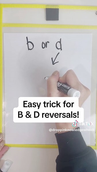 This is my favorite of all the tricks to help with B & D reversals! What is your favorite trick? #scienceofreading #readingtiktok #readingtipsandtricks #teachersoftiktok #phonics #learntoread #spelling #handwriting #letterformation