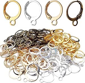 Hypoallergenic Earring Hooks, 120 Pieces Brass Lever Back Earring Round French Hook Ear Wire with Open Loop for Earring Designs Jewelry Making - 4 Colors