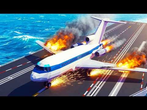 Aircraft Crashes on Aircraft Carriers and Emergency Water Landings #2 - Besiege