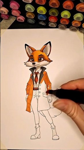 How I Drew This Stylish Detective Fox | Marker Drawing Process