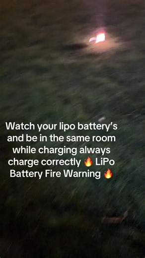 🔥 LiPo Battery Fire Warning 🔥 If your LiPo battery starts hissing, swelling, smoking, or getting hot while charging — that’s a serious danger sign. DO THIS IMMEDIATELY: ❌ Don’t touch it ✅ Unplug if safe ✅ Move it to concrete, dirt, or a fire-safe LiPo bag ✅ Keep it away from people and buildings