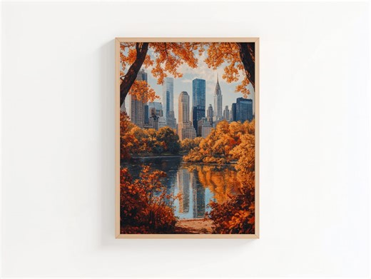 Manhattan Skyline From Central Park - Printable Fall Cityscape, Autumnal Urban Wall Art, Moody Skyscrapers, Warm Digital Download 776 - Etsy