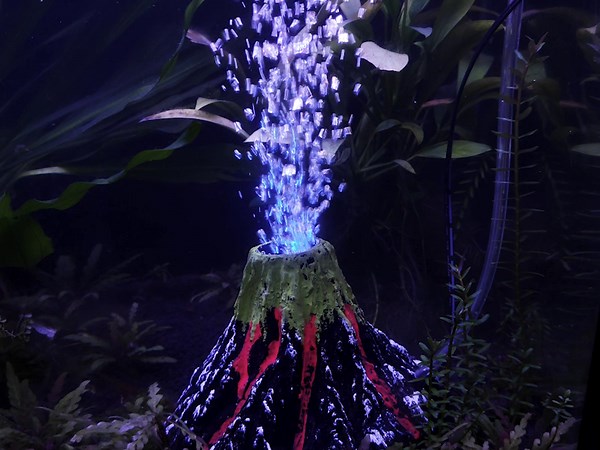NICREW Aquarium Volcano Ornament Kit, Bubbler Decorations for Fish Tank, Aquarium Bubbling with Multi-Color LEDs