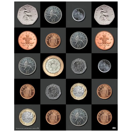 TTS Bee-Bot & Blue-Bot Coin Mat - Coding Robots Play mat for England Math, Money, STEM Learning, Problem Solving, Sequencing & Classroom Educational Activity | 60 x 75 cm