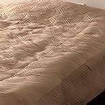 WARMDERN Ultrasonic Khaki Velvet Quilt Set King Size, Geometric Textured Weave Pattern Modern Quilt Bedding Set, 3 Piece Soft Microfiber Taupe Bedspreads Coverlet for All Season, Khaki, 106x96 inches