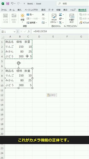 Excelの隠し機能「カメラ」で表をリンク画像に！超時短テクニック