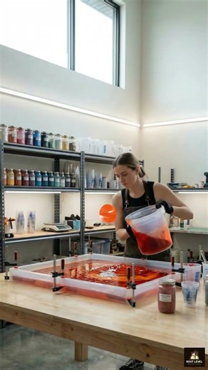 Epic Lava Resin River Table Build | Satisfying Epoxy Transformation #new #best #resin 🌋🪵#shorts