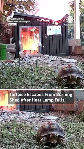 Tortoise (Very Slowly) Escapes from Fire!