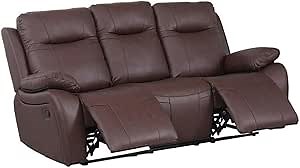 Amazon.com: Alexent Recliner Sofa Leather Couch Manual 3 Seater Reclining Sofa for Living Room with Drink Holder & Storage Oversized Home Theater Seating Couch, Brown : Home & Kitchen