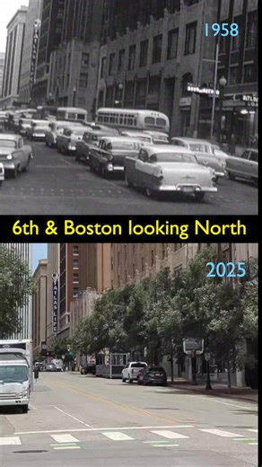 119K views · 1.9K reactions | Same street corner 60 years ago, Tulsa OK, 6th & Boston Ave. Rare historic films lets us see what this American city looked like in 1950s vs current day | Tulsa Films | Facebook