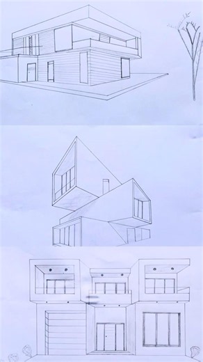 Top 5 Modern House Drawings ✏️ #shorts #housedrawing #design #drawing