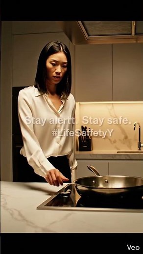 Kitchen Fire Danger 🔥 Never Leave Cooking Unattended #LifeSafetyYT