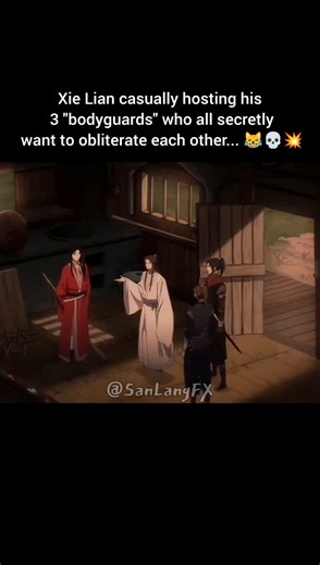 Xie Lian and his 3 "bodyguards" in Puqi Shrine 😭💥 | TGCF #Hualian #TGCF#shorts