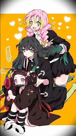 Mitsuri x muichiro x nezuko 💗#demonslayer #kny #mitsuri #nezuko #muichiro #anime #trending #shorts