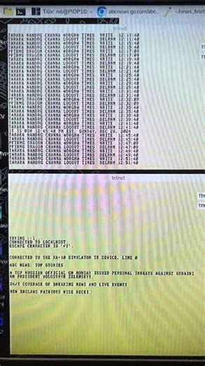 ABC News headline news RSS feed going to PiDP10 teletype model 33