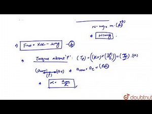 A uniform disc of mass m is attached to a spring of spring constant k as shown in figure and the...