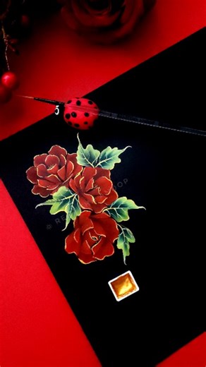 Renjitha Anoop on Instagram: "Painting pretty RED flowers with soft brush strokes on Black Paper You can purchase the brushes used in this video from my website, www.renjithaanoop.com #acrylicpainting #trendingreels #reelsviral #trending #art #floralart #shorts #asmr #creative #viral #painting #paintingtechniques #renjithaanoop #artcommunity"