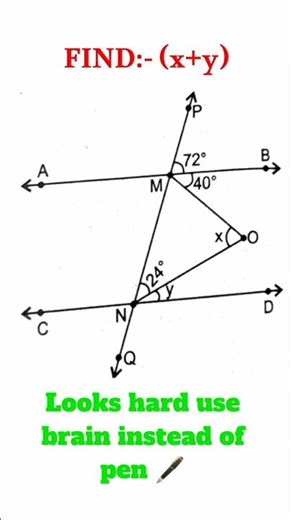 Hard question| of class 9th and 10th of chapter|lines and angles| with 2 variables|#shorts #maths☠️