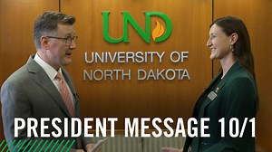 President Armacost and Beth Valentine promote the upcoming 𝙅𝙐𝙎𝙏 𝘼𝙎𝙆 conference on accessibility and disability at UND, taking place Oct. 14-15. The event will feature panels, keynote speakers, and virtual access — registration is required! bit.ly/3BqQ91P #UNDproud | #DisabilityAwarenessMonth | University of North Dakota