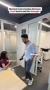 When GenZ meets corporate vibes, the conversations get short, funny, and too real! 🤯😂 This reel captures the shortest (and sassiest) intern–manager talk ever. If you’ve worked in an office, you’ll totally relate! 🔥 Watch till the end & tag your work bestie! 💬 Drop your favorite GenZ one-liner in the comments! ⚡ Follow for more #OfficeHumor & #GenZVibes #GenZ #InternLife #ManagerVsIntern #OfficeComedy #WorkplaceHumor #RelatableContent #TrendingReels2025 #MetaReels #Viral2025 #ShortFunnyReels 