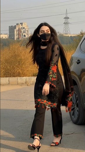 Black Beauty 🖤🔥 | Elegant Slow Motion Walk | Desi Fashion Vibes ✨#BlackOutfit #SlowMotion #DesiGirl