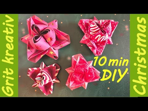 Anleitung Fröbelstern aus 3 Streifen: mit 6 Zacken + Doppel-Nasen + Röllchen + Blätter + Unterseite