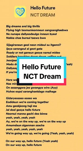Membalas @nadia_546k8 full lyrics Hello Future - NCT Dream #nct #nctdream #nctzen #sijeuni #hellofuture #hellofuturenctdream #kpopers #kpopsongs #kpop #liriklagu #lyrics #fyp #fypシ