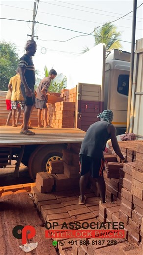 Soil solid laterite interlocking bricks loading work #interlockingbrick #ecofriendly #home #soil