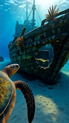 Sea Turtle GoPro Finds a Hidden Gold Shipwreck in the Caribbean! 🐢🏴‍☠️ #viral
