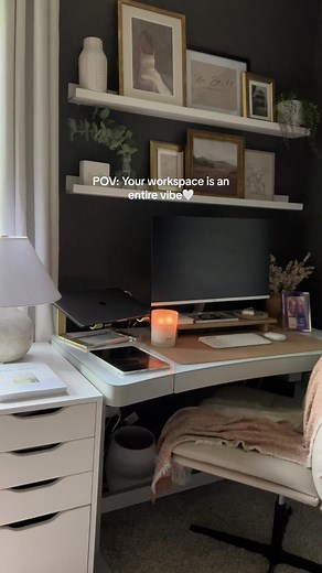 Cozy Home Office Nook: Neutral Aesthetic & Moody Vibes