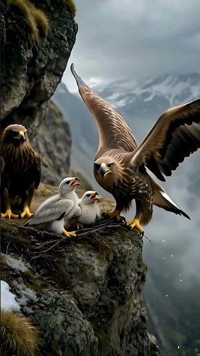 Golden Eagle Family Hunt 🦅 | Father Returns & Takes Flight | Wildlife Documentary #Shorts
