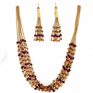 Modern Tanishq 22k Gold 31.31 Gram Necklace Earring Set Natural Colored Garnet - Etsy