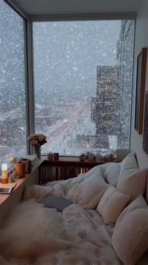 Cozy Snowfall Window Nook: Ultimate Relaxing Study & Sleep Haven Bliss