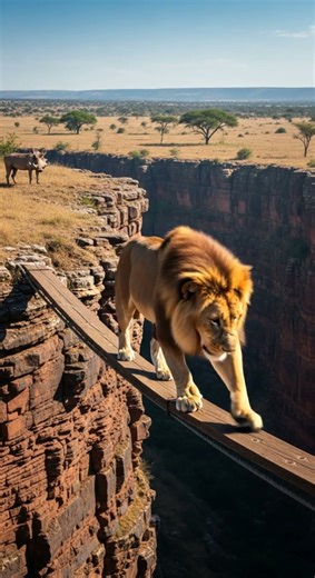 절벽 아래로 떨어지는 사자?💥😱 Lion Falling Off a Cliff? Watch This Epic Survival #wildlife #nature #lion