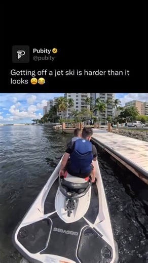 Pubity on Instagram: "😂 One afternoon, while we were on the jet ski and about to head home, my friend was getting off the jet ski and fell into the water. Credit: cuervosergio4 #viral"