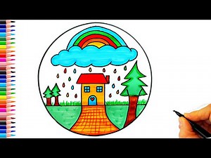 Kolay Manzara Resmi Çizimi 🏠 Manzara Resmi Nasıl Çizilir? - How To Draw Very Easy Landscape