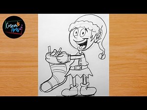 Christmas Elf Drawing || How To Draw Christmas Elf Step By Step