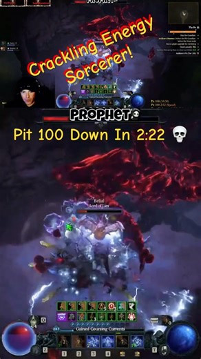 Diabko 4 Season 11 Crackling Energy Sorcerer Pit 100 2:22 prophetgaming101 #shorts #diablo4