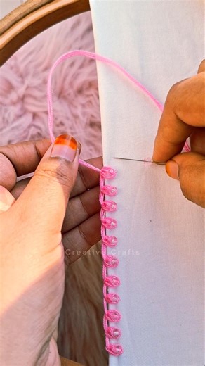 Most viral and trendy embroidery stitch #threadwork #borderline #stitch #shorts