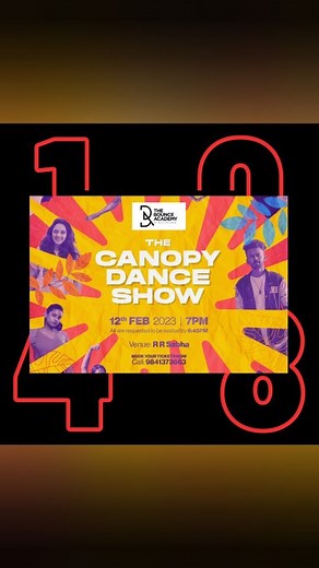 THE CANOPY DANCE SHOW 12th Feb 2023 at RR SABHA , Mylapore Chennai. Call to book your tickets : 9841373663 The Dance show features Canopy Dance Studio's students, instructors and choreographers performing various styles such as jazz, ballet, hip hop, contemporary, indian classical. It is an all out high energy dance and storytelling experience from top to bottom. It's a festival of dance with various forms and all age groups. Come in, Join us and dance along! #dance #chennaievents #chennaiweeken