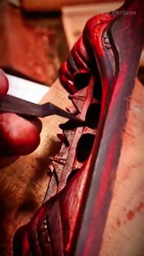 shaping red material using a rotary tool to create smooth curves and fine details in a workshop