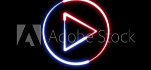 Video, audio neon play button icon animation. glowing play button animation. Press to play. Start button sign video. Music play button icon animation in glowing neon circle and press icon animation.