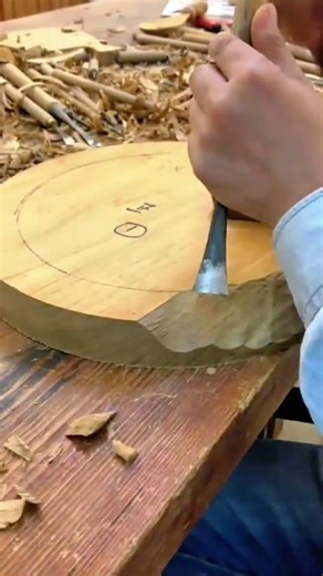 Carving Elegant Curved Details on a Round Wood Piece Using Traditional Hand Chisel Techniques